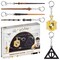 Harry Potter Wand Keychain 6Pk Hufflepuff Crest Deathly Hallows Remus Neville Set Pmi International